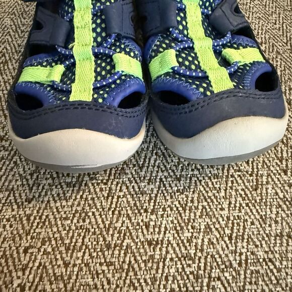 Stride Rite SRT Wade Boys 8 Toddler Washable Water Shoes Sandals Navy Neon Green - Picture 4 of 9